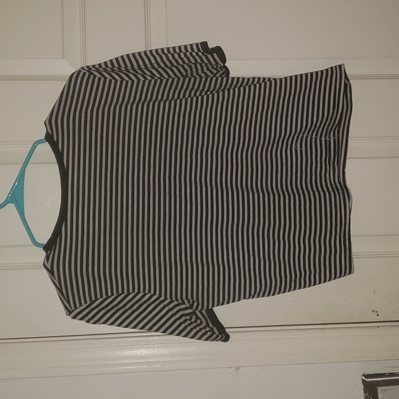 Shein Black White Stripe Alien Decal Shirt - Picture 2 of 2